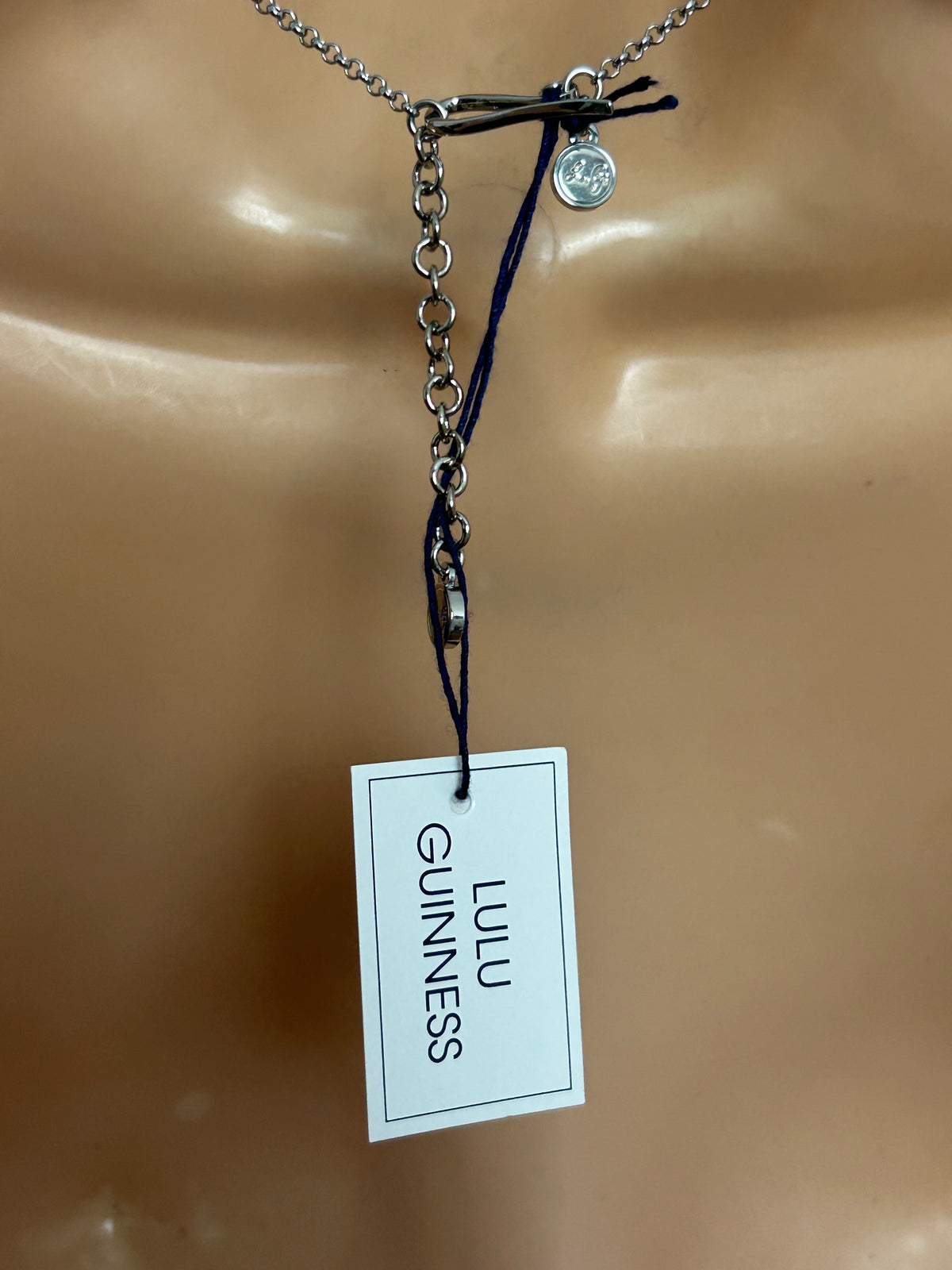 Brand New In Box LULU GUINNESS White Bronze Enamel Bow Necklace