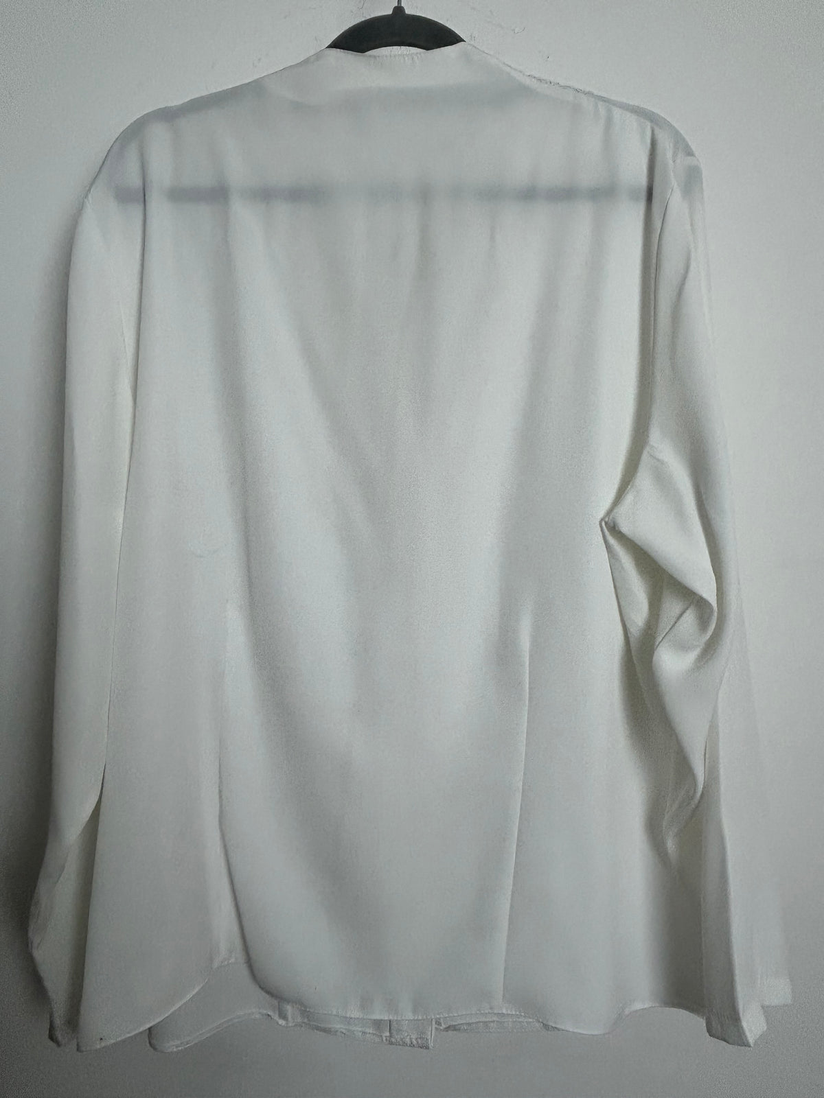 Vintage 1980s Size 16 Pretty White Lace Trim Long Sleeve Blouse