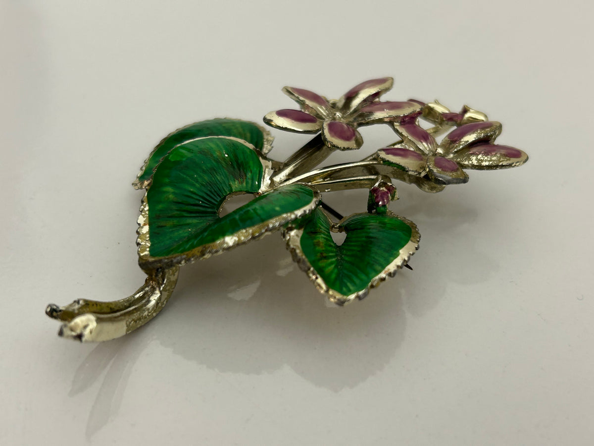 Vintage 1950s EXQUISITE Floral RARE Violet Birthday Series "March" Pin Brooch