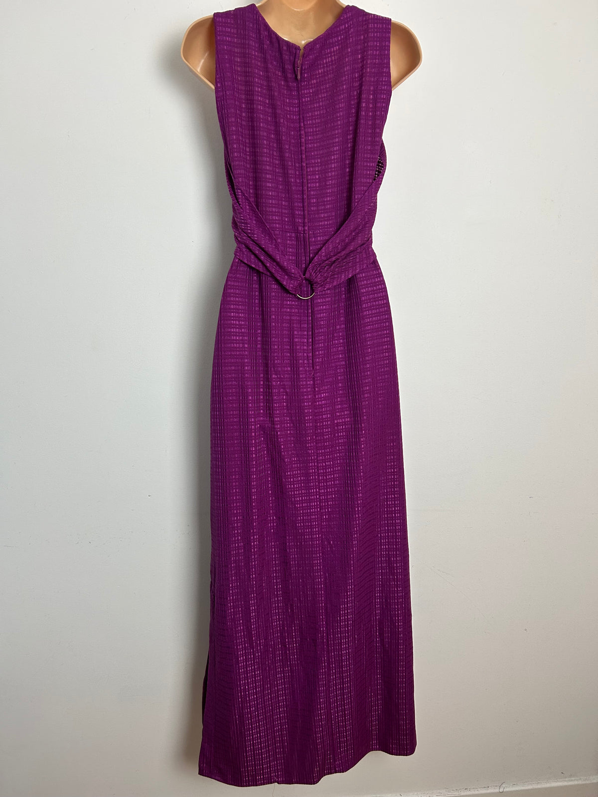 Vintage Late 1970s Size 12 Magenta Two Piece Maxi Dress With Matching Cover Up