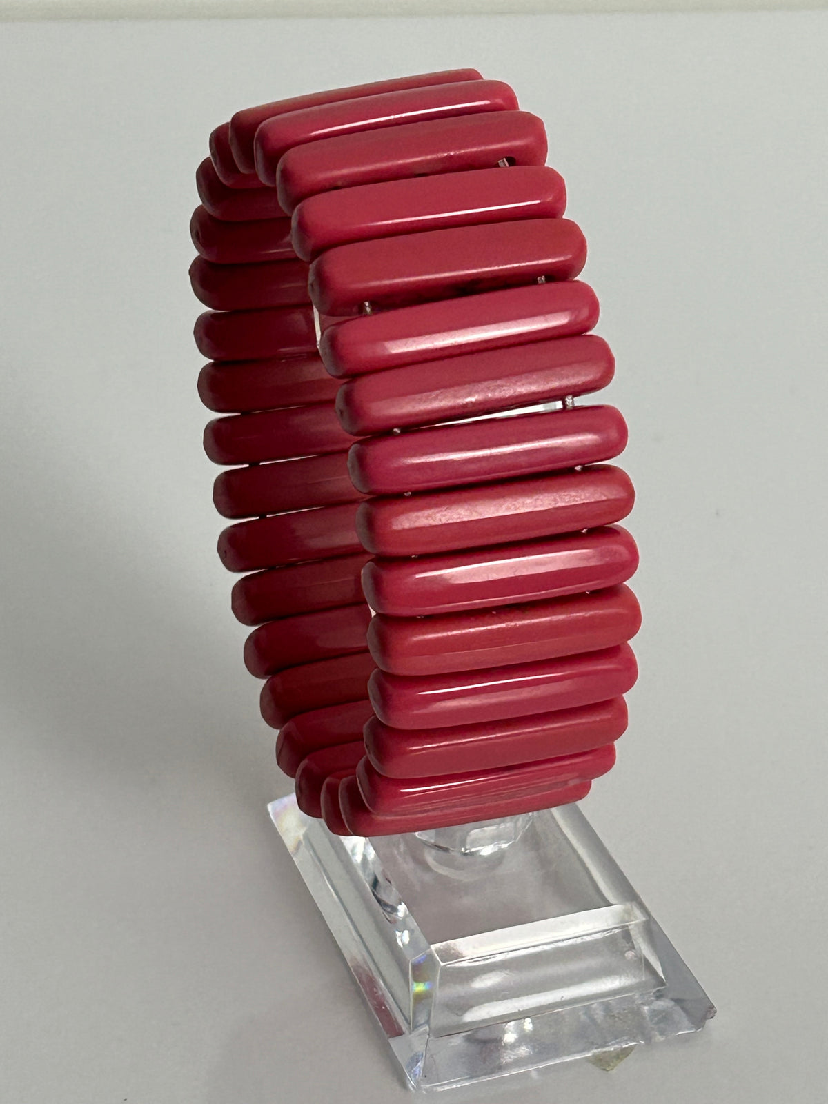 Vintage 1960s Mod Cute Pink Stretchy Plastic Bracelet