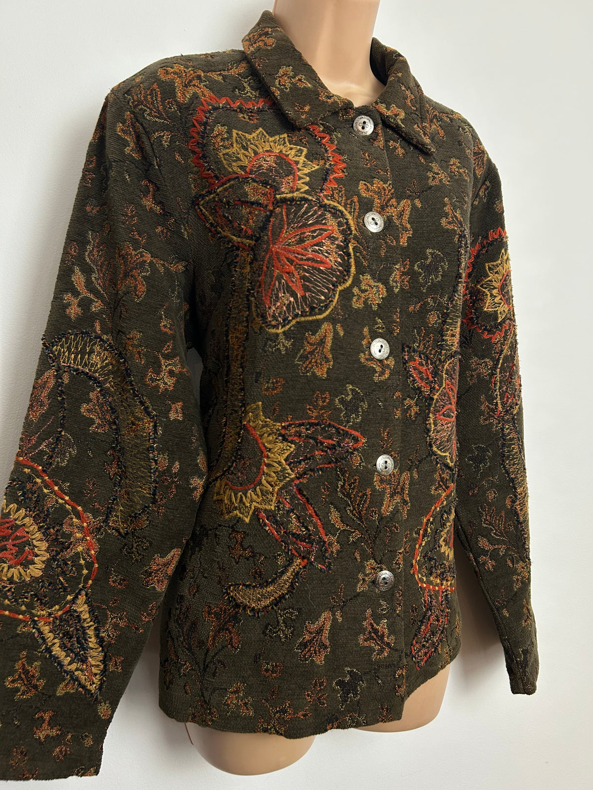 Vintage 1980s COLDWATER CREEK Size 14-16 Brown Tones Stitch Detail Jacket Style Blazer