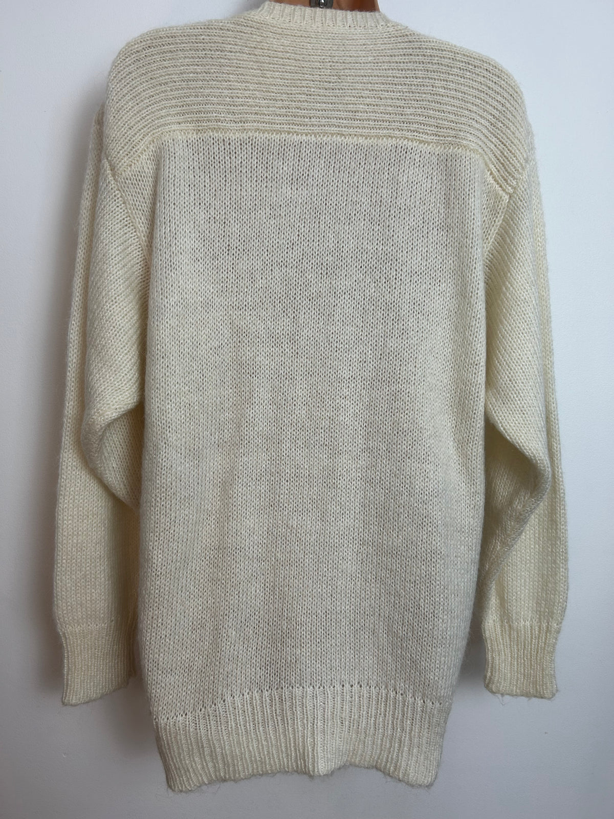 Vintage 1980s Up To Size 16 Super Soft Cream Wool Mix Cable Knit Cardigan