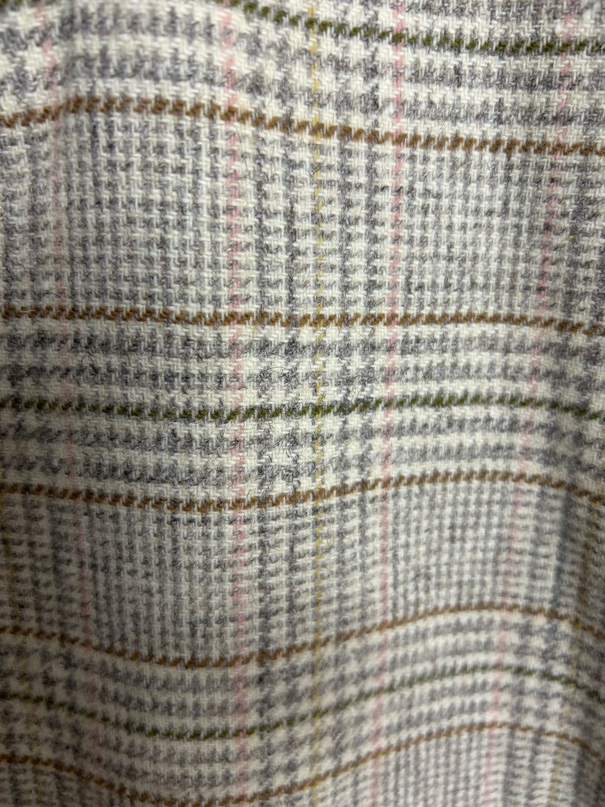 Vintage 1980s HONGO SAN SEBASTIAN Size 12 Beige Brown Grey & Pink Check Wool Mix Blazer