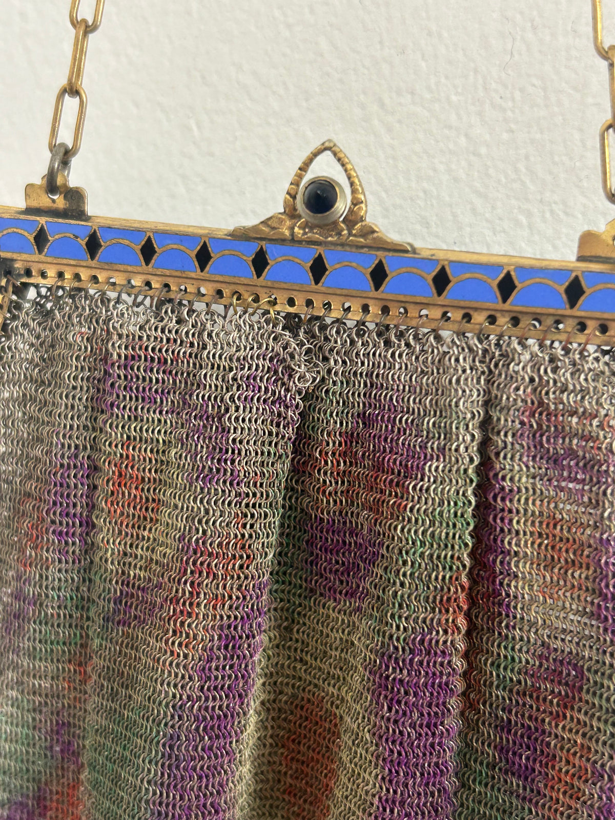 Vintage Antique 1920s Art Deco Small Fine Mesh Enamel Frame Handbag/Purse