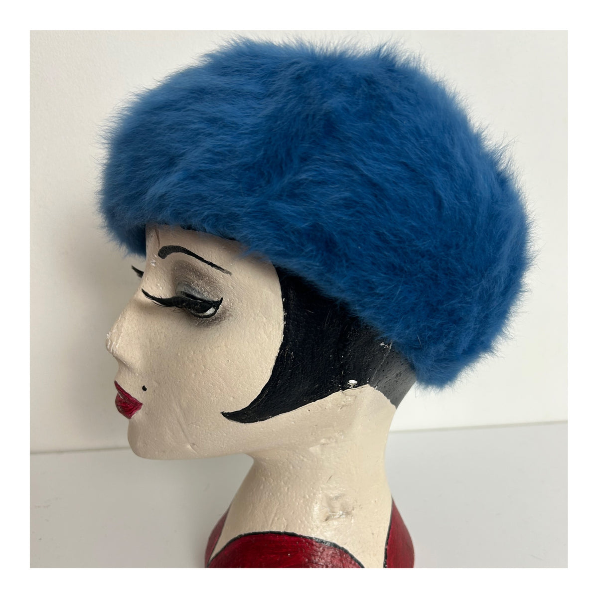 Vintage 1970s KANGOL Dark Dusky Blue Angora Mix Beret