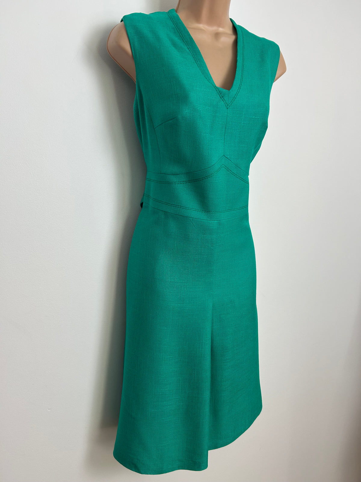 Vintage 1960s RALPH DRESS Size 12 Jade Green Half Belted Mod Shift Dress