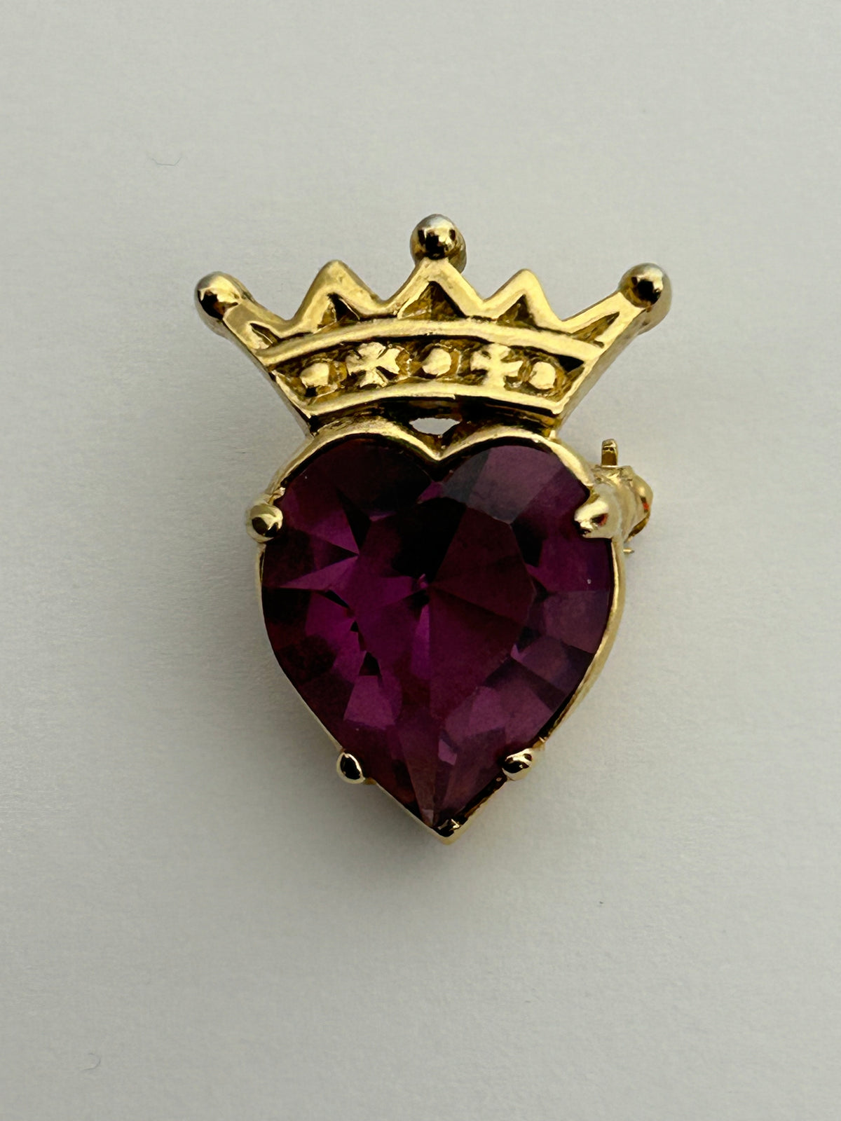 Vintage LUCKENBOOTH Scottish Heart & Crown Stone Set Signed Pin Brooch