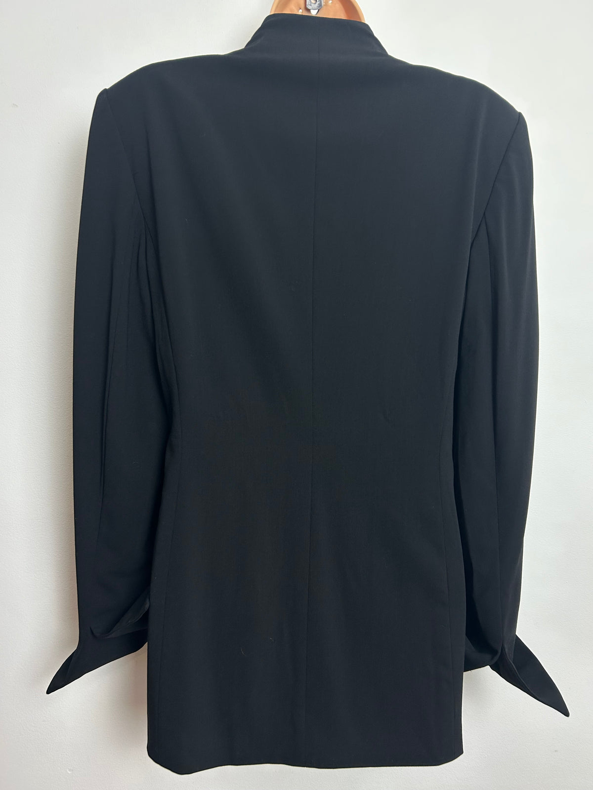 Vintage Y2K ESCADA Size 10 Black Pure New Wool Double Zip Jacket