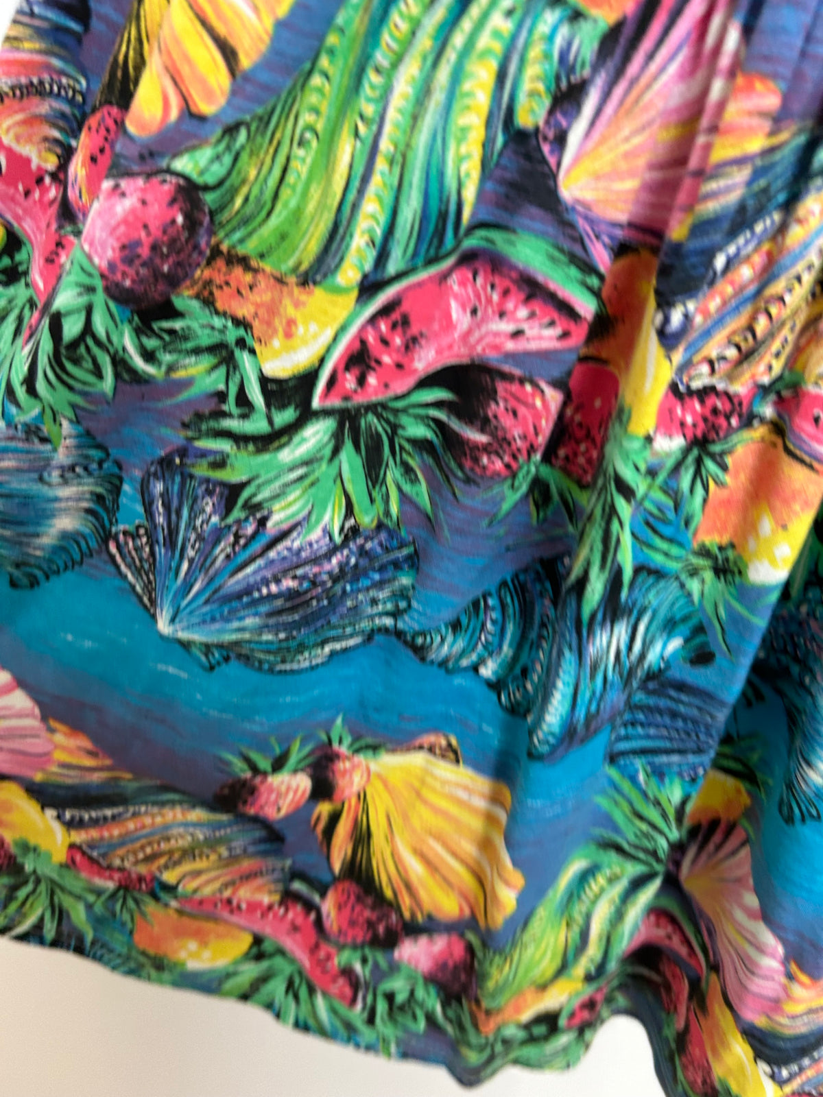 Vintage 1980s Size 8 Underwater Sea Shell & Fruit Novelty Print Cotton Day Dress