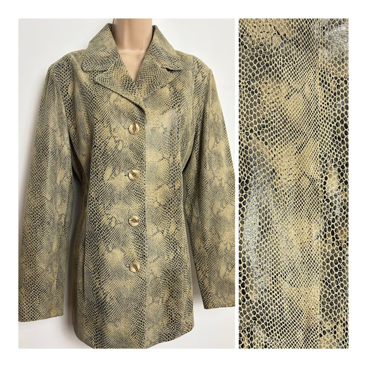 Vintage TRIBECA STUDIO Size L Snake Skin Embossed 100% Real Leather Jacket