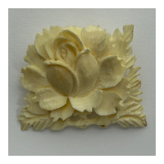 Vintage 1950s Pretty Celluloid Carved Rose Pin Brooch
