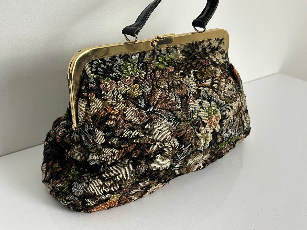 Vintage 1970s Gorgeous Large Tapestry Carpet Style Handbag