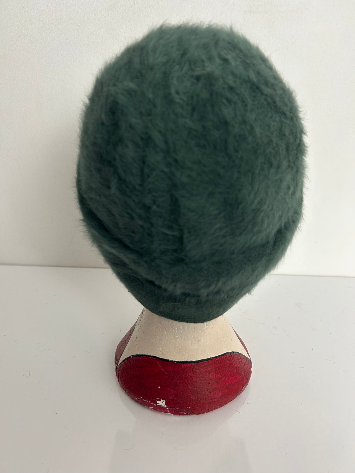 Vintage PIERRE LAULHERE Dark Green Angora Mix Turban Style Hat