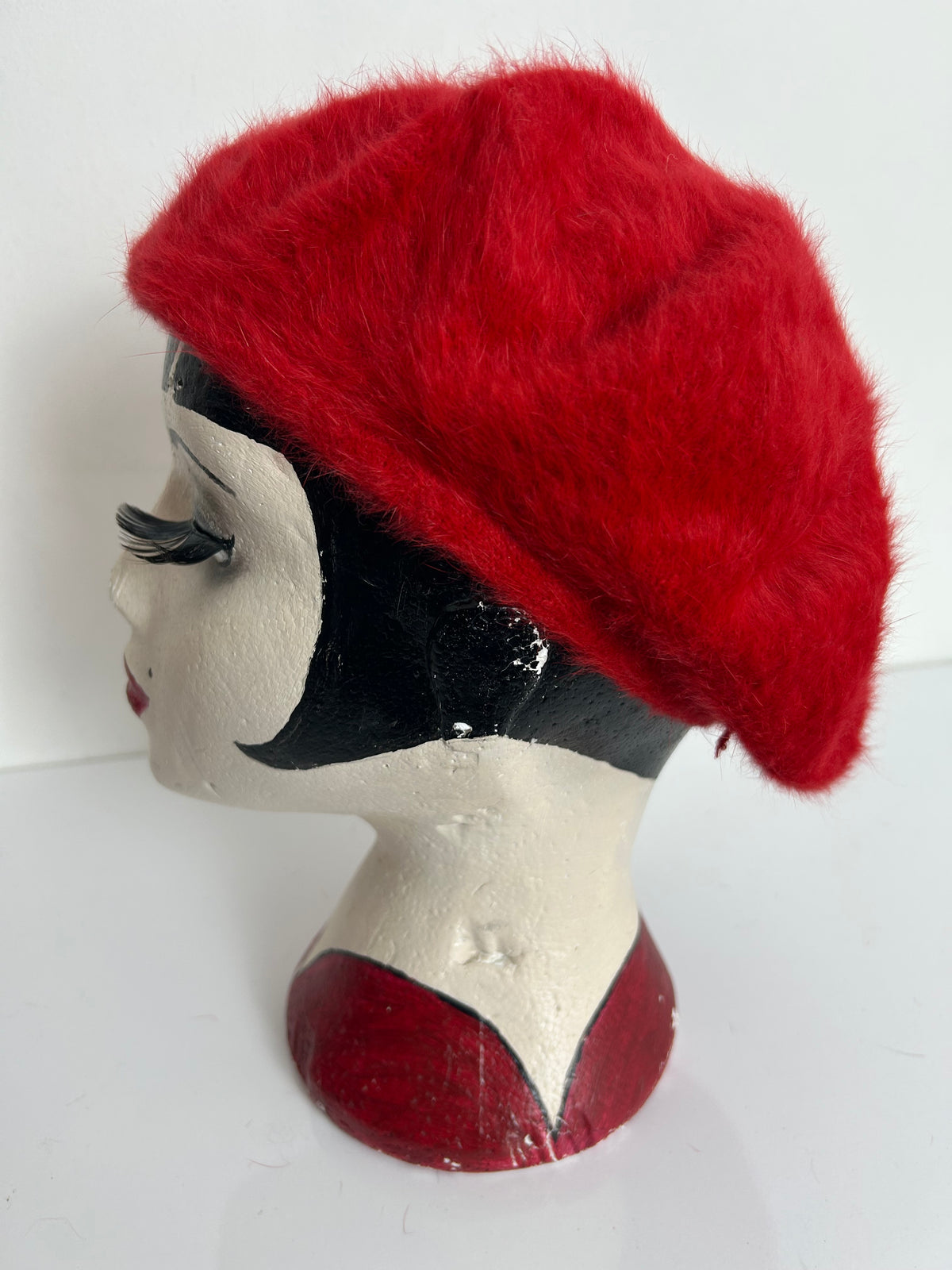 Vintage Cute Red Wool & Angora Mix Beret