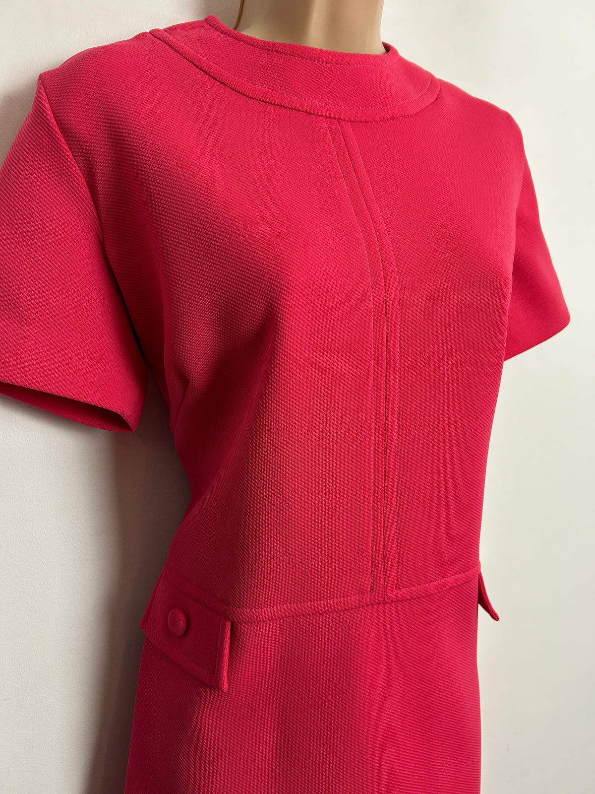 Vintage 1960s ALEXANDER CLARE UK Size 16 Hot Pink Mod Dress & Matching Jacket
