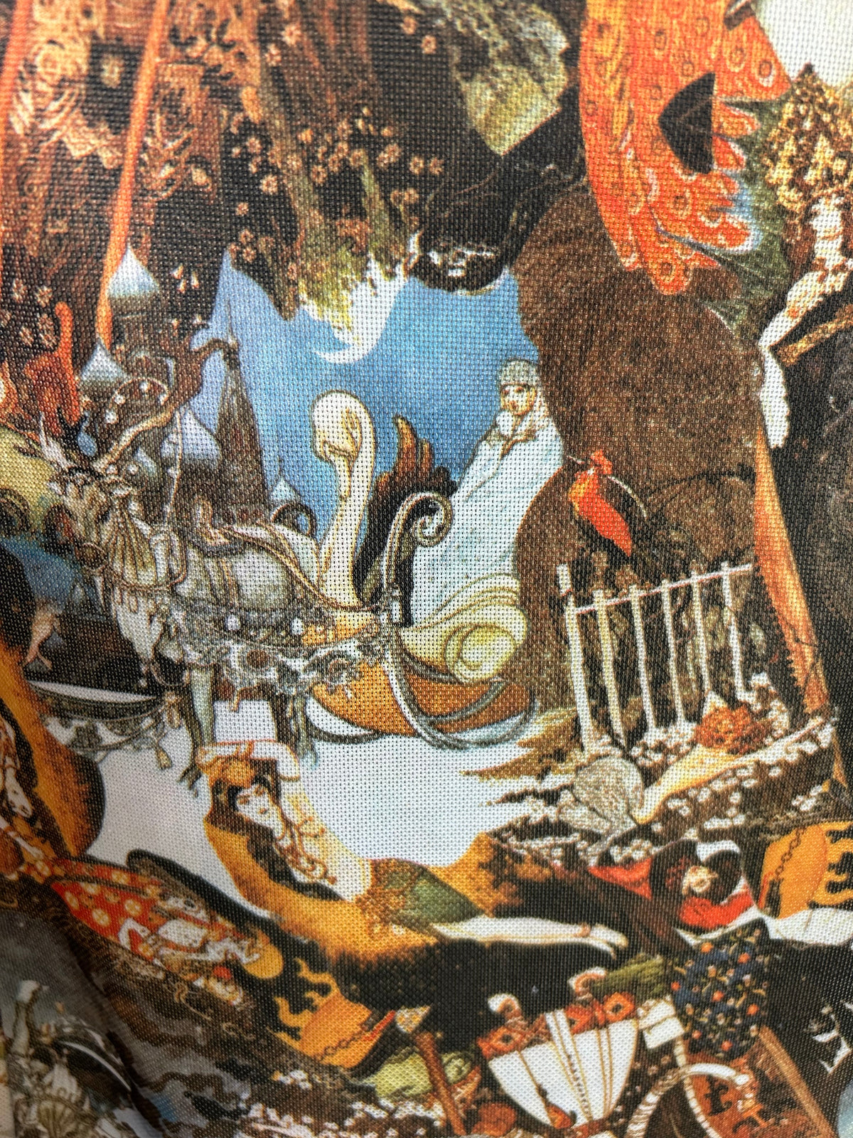 Vintage 1970s RARE Size 10 Whimsical Fairytale Collage Novelty Print Maxi Dress