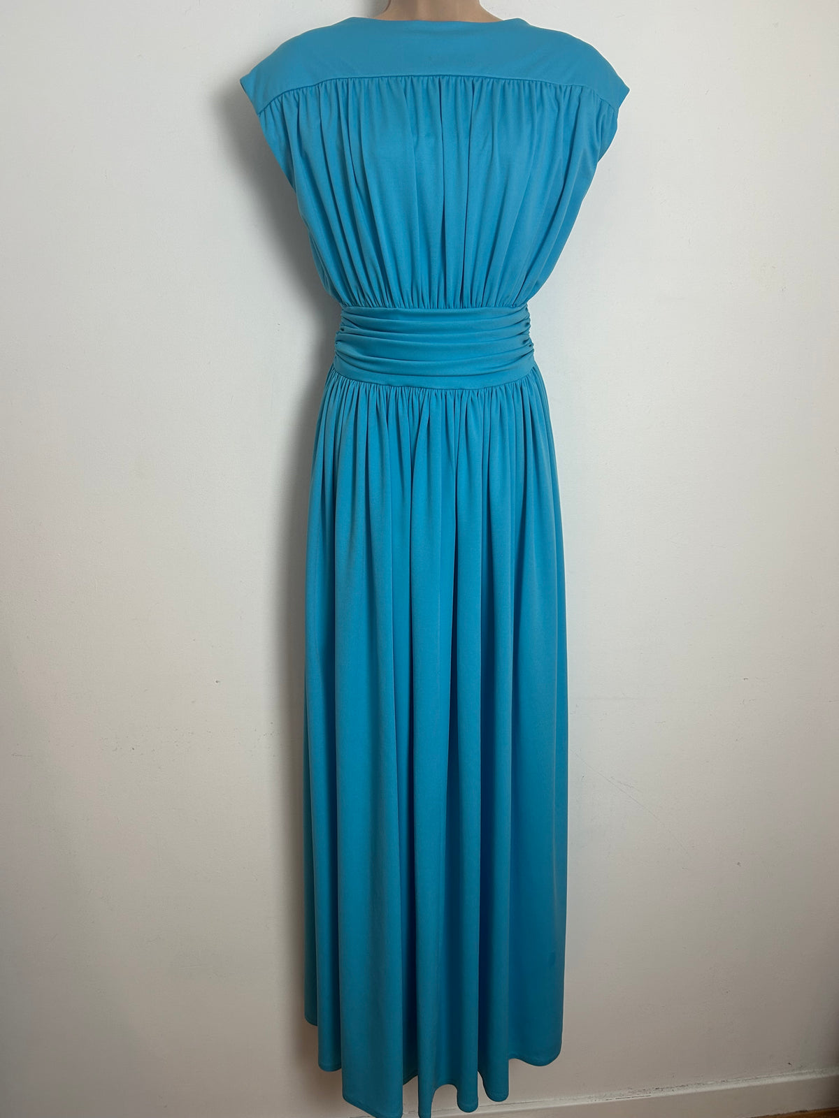 Vintage 1970s SUSAN SMALL Size 10 Sky Blue Grecian Style Occasion Maxi Dress