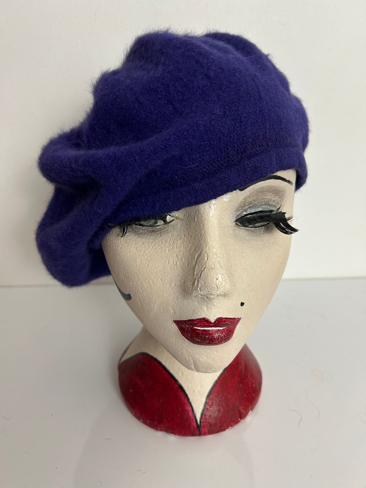 Vintage Cute Purple Wool & Angora Mix Beret