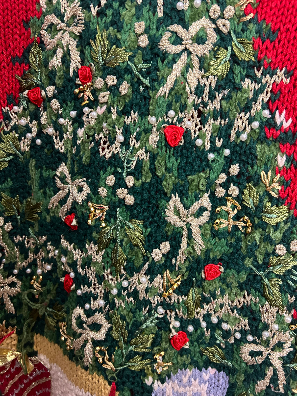 Vintage 1998 TIARA Petites Size M 12-14 Traditional Red Festive Christmas Tree Novelty Jumper