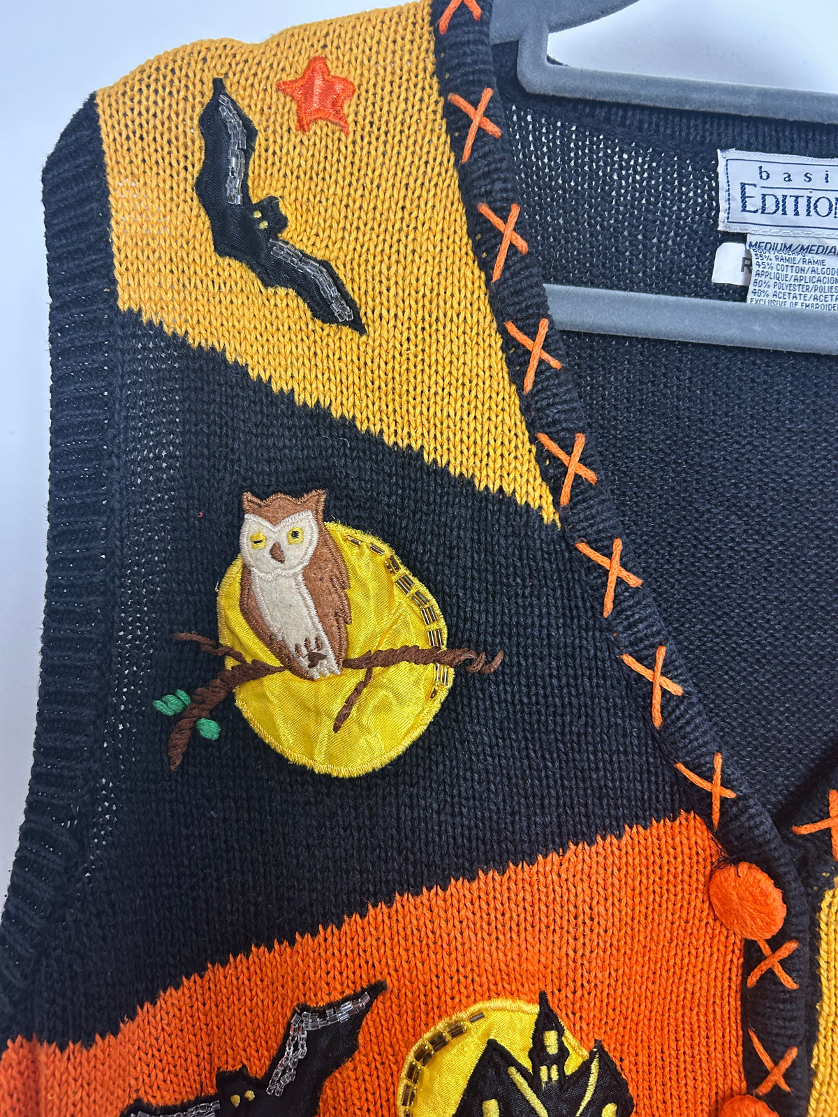American Vintage Size M (12-14) Fab Halloween Applique Embroidered Novelty Print Sweater Vest